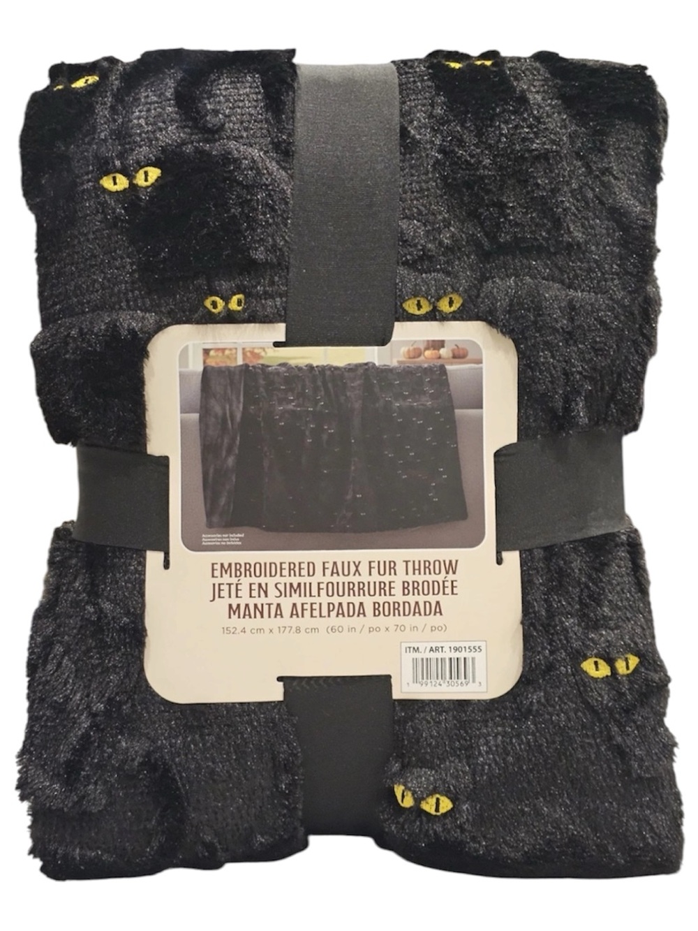 NWT Costco Halloween Faux Fur Throw Blanket Black Cat 🐈‍⬛ 🖤